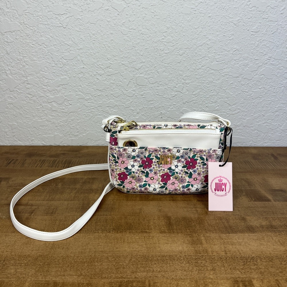 Juicy‎ Couture Pull Out Pouch Retro Floral Multi Glam Crossbody Bag/Purse NWT